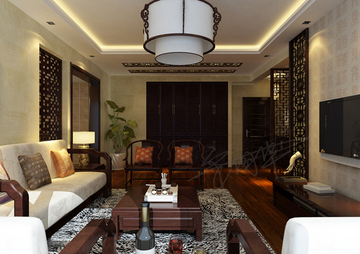 客厅图片来自百家装饰LL在华润二十四城 120平中式风格的分享