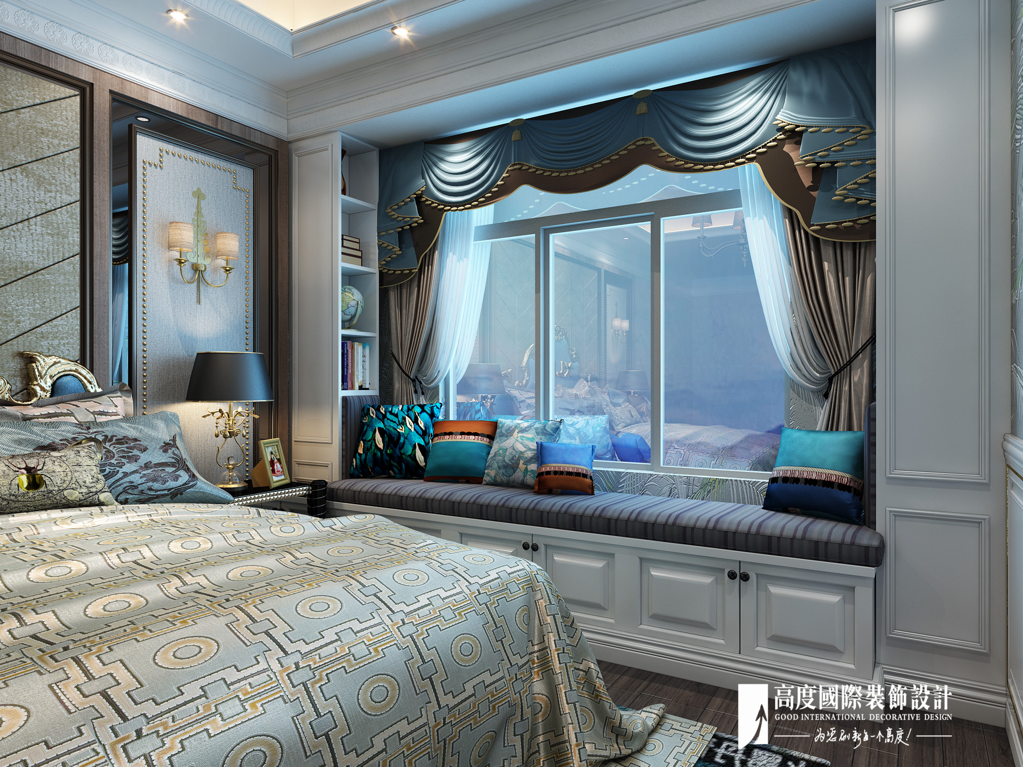 欧式 大户型 跃层 复式 别墅 80后 小资 卧室图片来自高度国际姚吉智在西潞苑219平米欧式大平层的分享