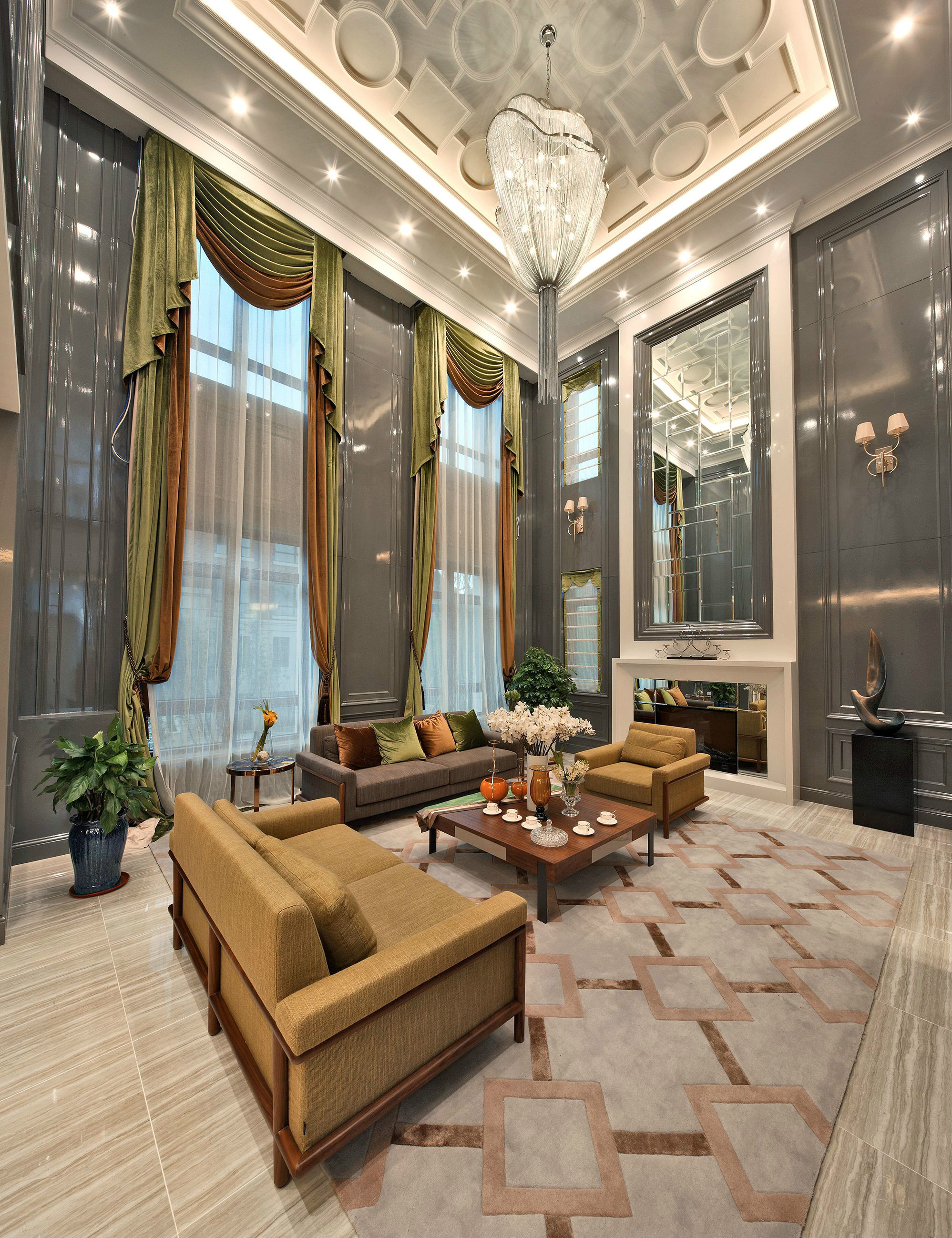 新古典 别墅 跃层 复式 大户型 80后 小资 客厅图片来自高度国际姚吉智在317平米古典别墅走心的设计的分享