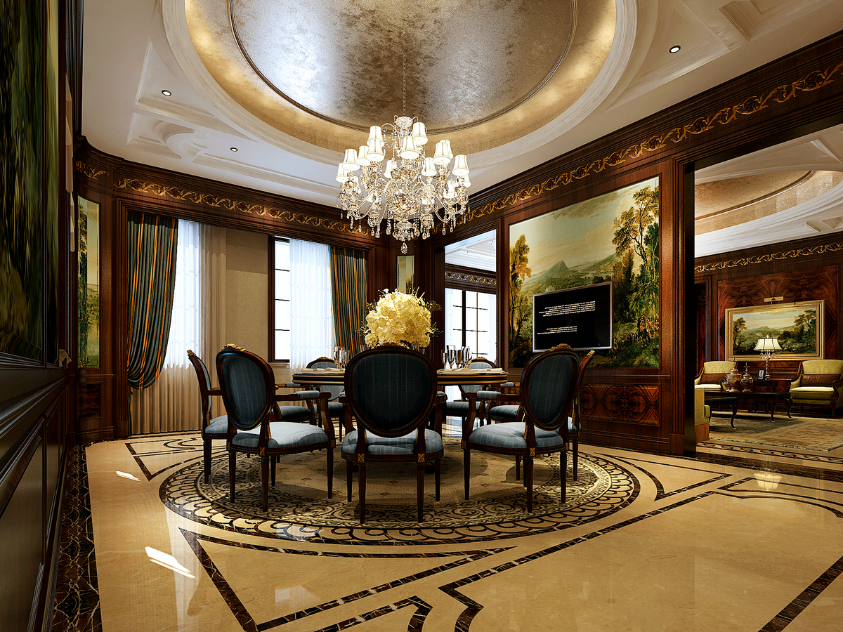 大豪山林 餐厅图片来自腾龙设计在大豪山林760平别墅美式古典风格的分享