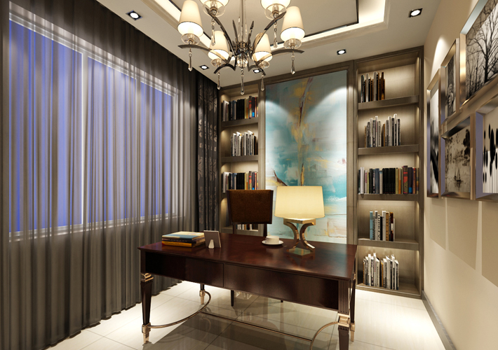 三居 隆玺世家 现代风格 书房图片来自百家设计小刘在中粮隆玺世家123平现代风格案例的分享