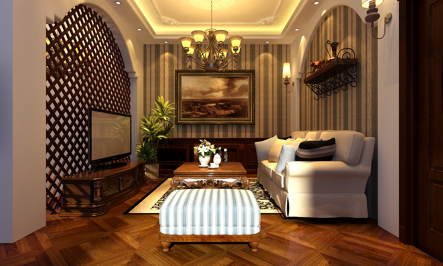 美式 别墅 中旅国际 客厅图片来自百家装饰LL在中旅国际小镇370平美式风格的分享