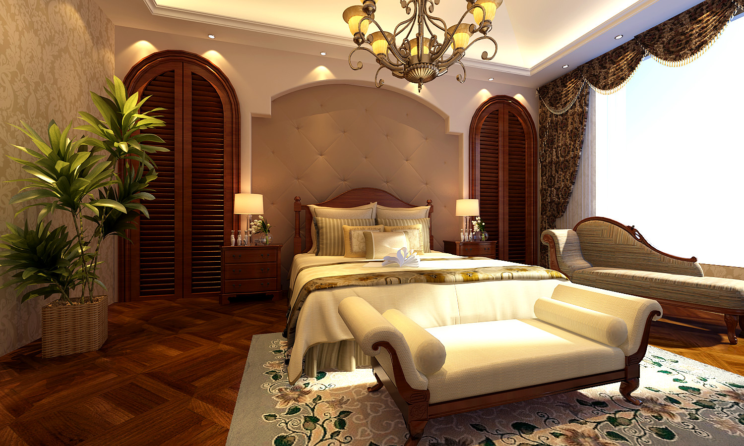 美式 别墅 中旅国际 卧室图片来自百家装饰LL在中旅国际小镇370平美式风格的分享