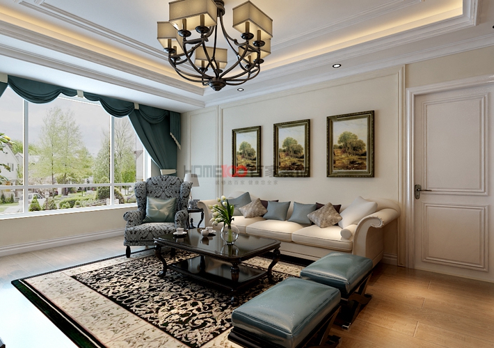 三居 现代 客厅图片来自百家装饰LL在克莱枫丹 120平美式风格的分享