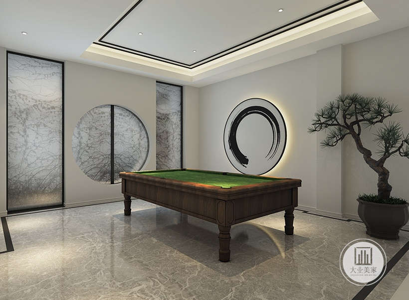 中式 新中式 别墅 设计 效果图 娱乐场 台球室 其他图片来自大业美家 家居装饰在推荐：新中式的精髓黑白灰水墨的分享