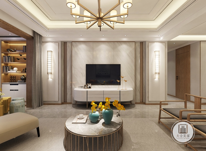 简约 中式 现代 客厅图片来自大业美家 家居装饰在【中冶德贤】含蓄秀美的新中式的分享