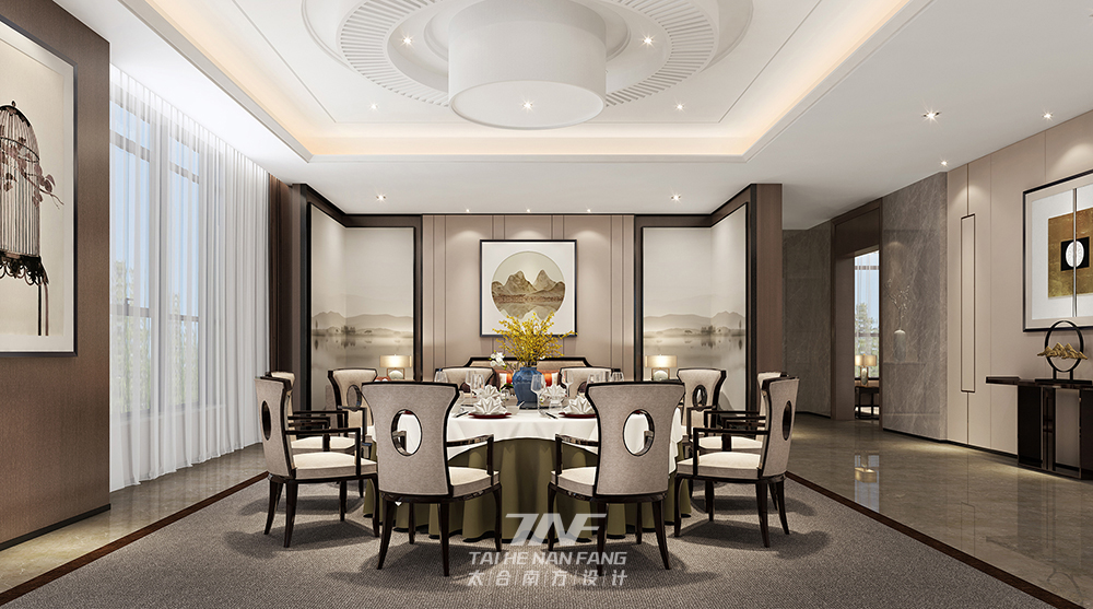 王五平设计 会所设计 现代中式 餐厅图片来自王五平设计在河北沙河私人会所-中式雅奢的分享