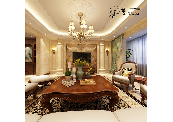 大户型 阳光100 欧式风格 客厅图片来自百家设计小刘在阳光100果岭公馆208平欧式风格的分享