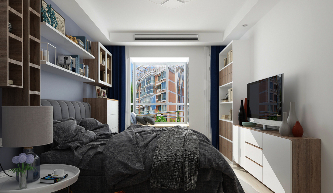 简约 三居 现代 卧室图片来自言白设计在清雅逸景的分享