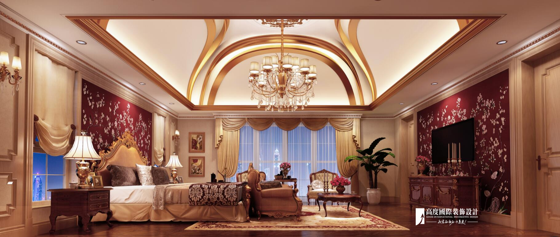 欧式 别墅 跃层 复式 大户型 80后 财富公馆 卧室图片来自高度国际姚吉智在财富公馆1490㎡欧式奢华皇家气质的分享