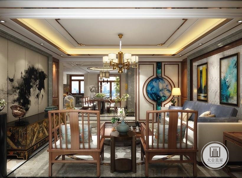 新中式 客厅 家居 客厅图片来自大业美家 家居装饰在新中式 --万达公馆的分享