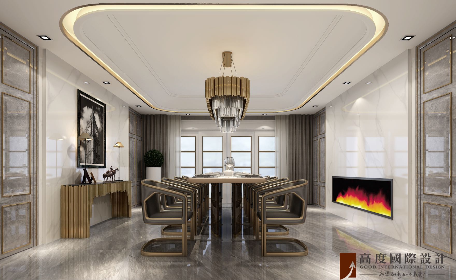 新古典 法式 别墅 跃层 复式 大户型 80后 小资 餐厅图片来自高度国际姚吉智在天恒半山世家684㎡法式经典的分享