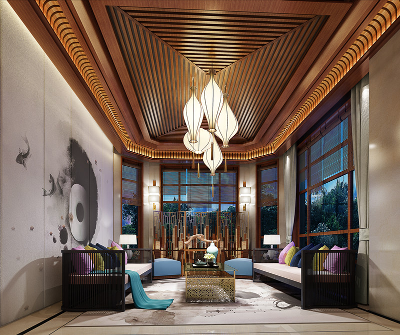 中式 别墅 跃层 复式 大户型 80后 小资 客厅图片来自高度国际姚吉智在460平米新中式东方韵味轻奢范的分享