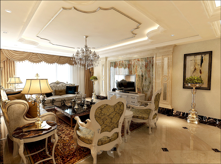 悦圣湾 欧式风格 别墅 客厅图片来自百家设计小刘在悦圣湾300平欧式别墅半包15万的分享