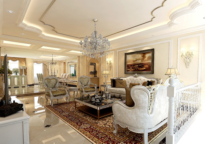 悦圣湾 欧式风格 别墅 客厅图片来自百家设计小刘在悦圣湾300平欧式别墅半包15万的分享