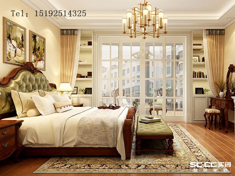 美式 骊山国际 别墅 卧室图片来自快乐彩在骊山国际美式装修，400平别墅的分享