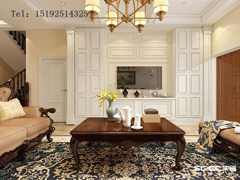 美式 骊山国际 别墅 客厅图片来自快乐彩在骊山国际美式装修，400平别墅的分享