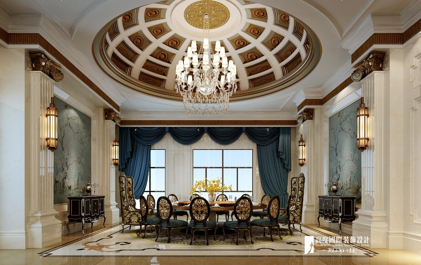 欧式 别墅 跃层 复式 大户型 80后 餐厅图片来自高度国际姚吉智在恒大丽宫别墅1400平米奢华欧式的分享