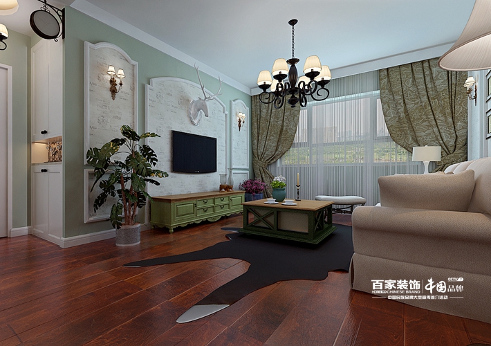 三居 碧桂园公园 105平美式 客厅图片来自百家装饰LL在碧桂园公园里 105平美式风格的分享