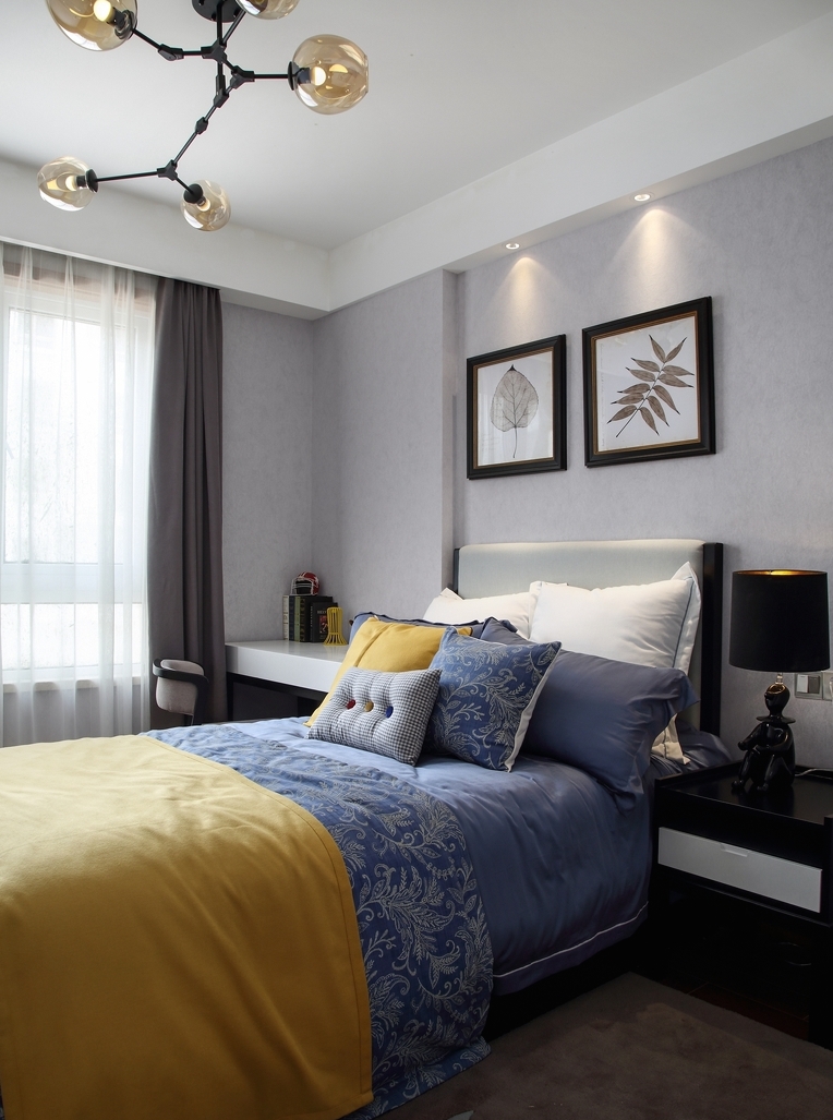 简约 三居 中式 卧室图片来自言白设计在新中式风格的分享