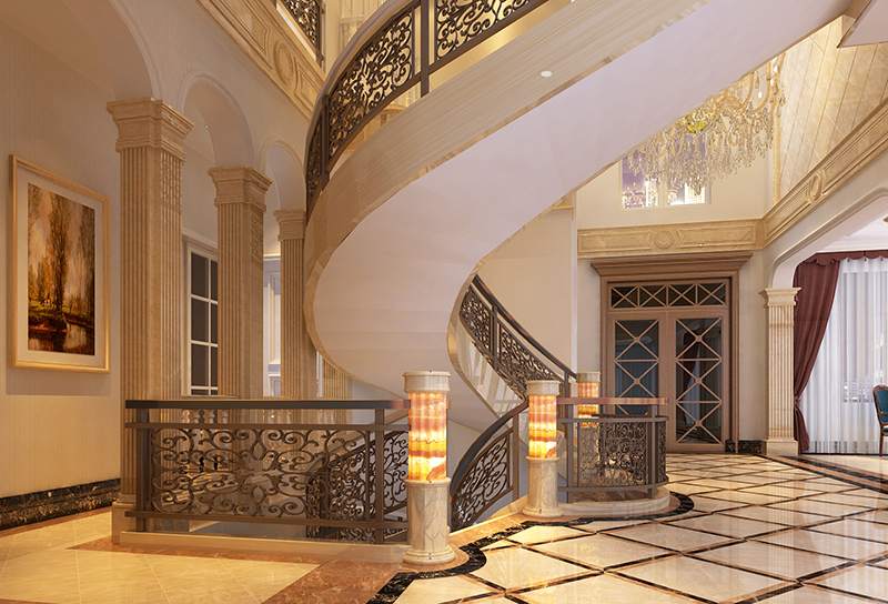 高尔夫别墅 别墅装修 欧式风格 腾龙设计 楼梯图片来自孔继民在高尔夫别墅项目装修设计案例的分享