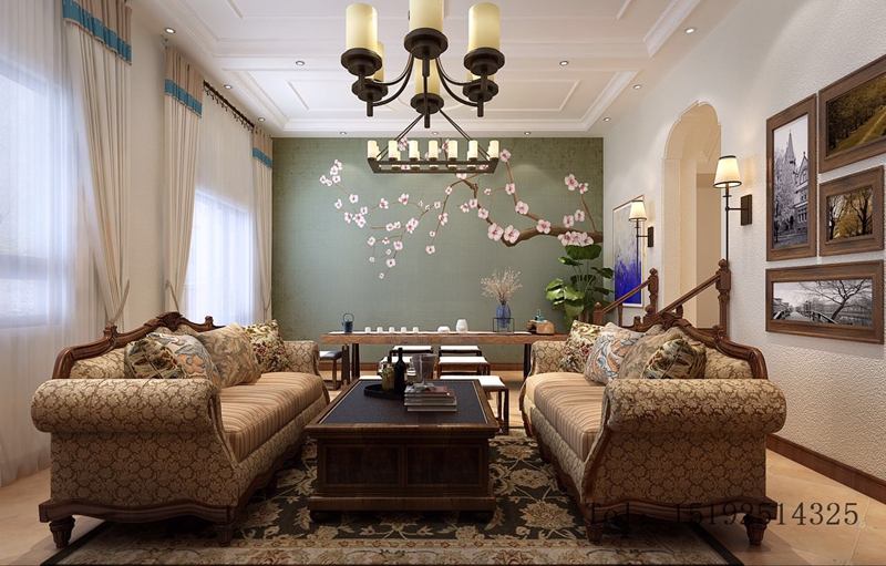 青岛 实创 玫瑰庭院 美式 客厅图片来自快乐彩在玫瑰庭院别墅260平的分享
