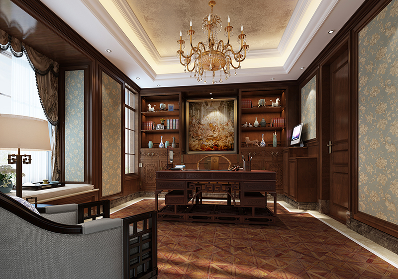 别墅装修 欧式古典 腾龙设计 书房图片来自孔继民在600平独栋别墅新古典风格设计的分享