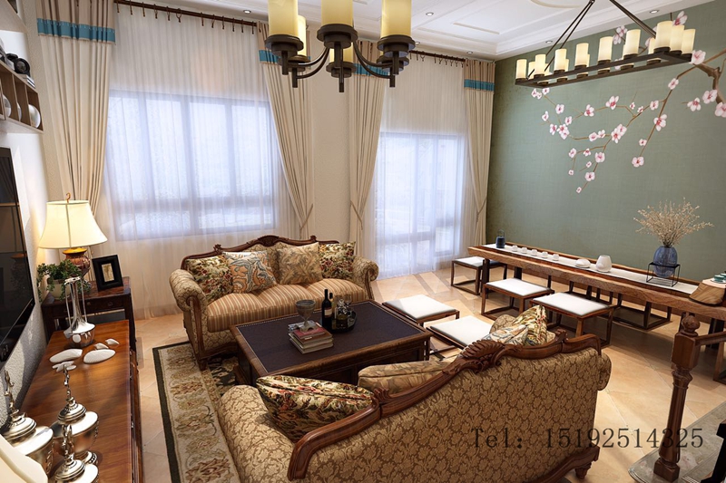 青岛 实创 玫瑰庭院 美式 客厅图片来自快乐彩在玫瑰庭院别墅260平的分享