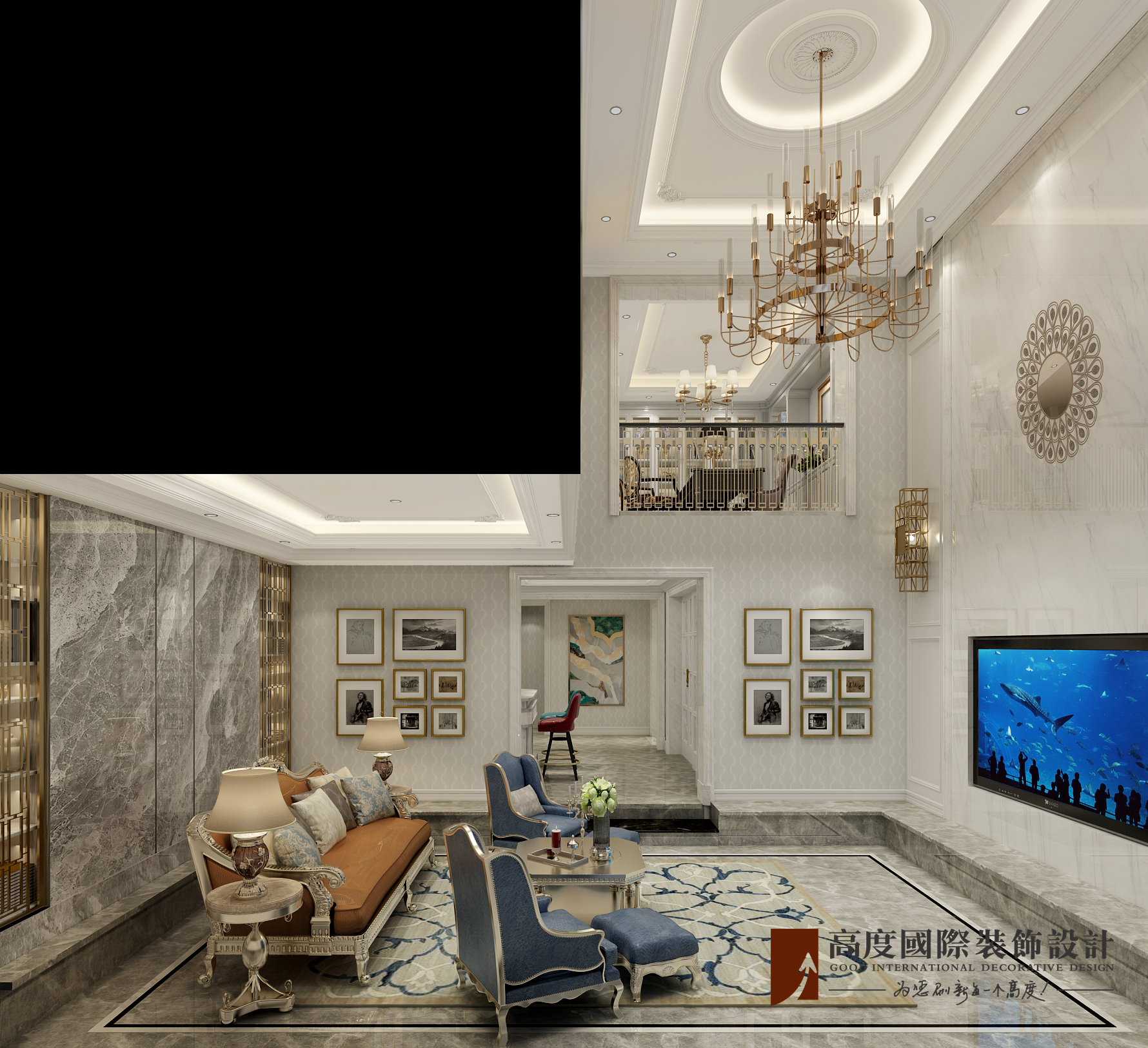 新古典 法式 别墅 跃层 复式 大户型 loft 80后 客厅图片来自高度国际姚吉智在泷悦长安500平米简约法式精致的分享