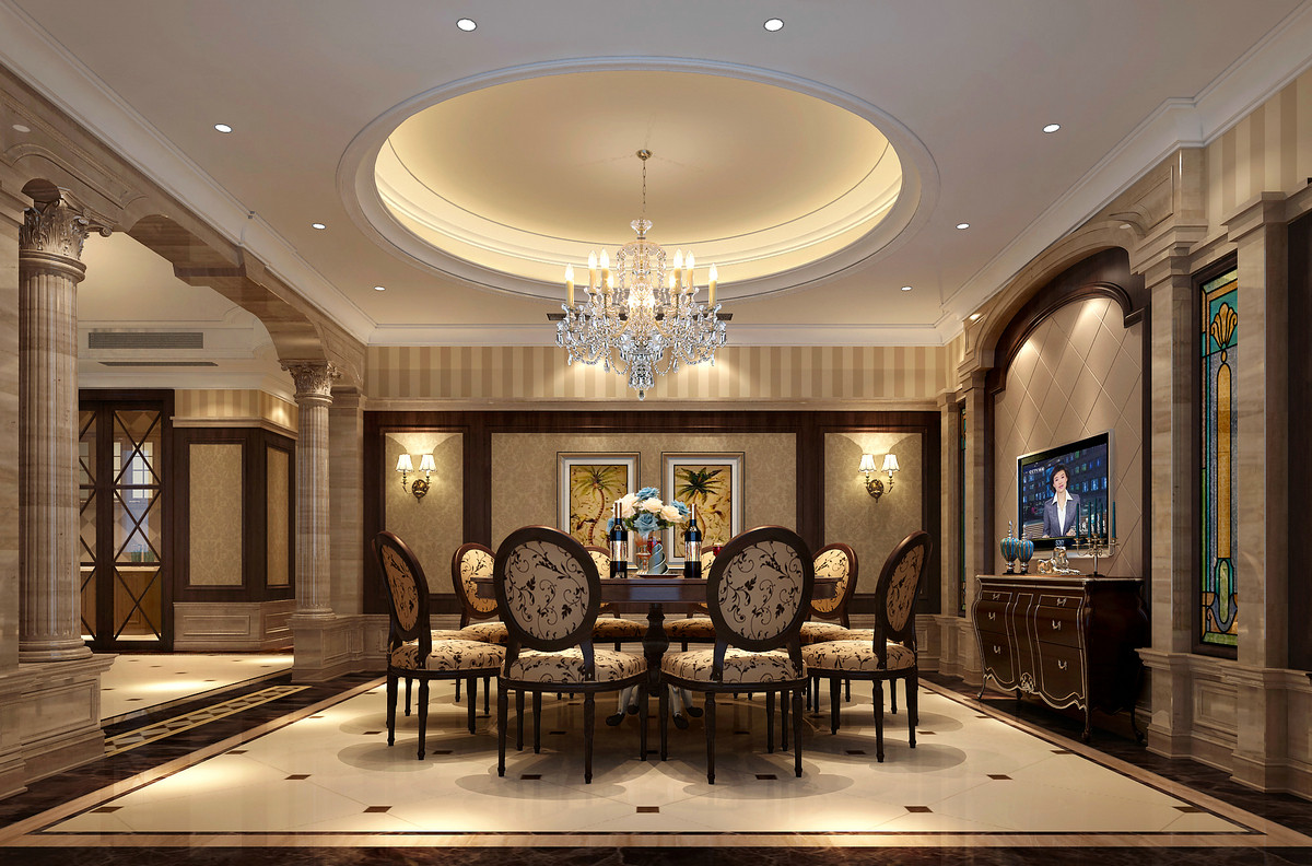 华庭别墅 装修设计 欧式古典 腾龙设计 餐厅图片来自腾龙设计在华庭别墅300平欧式古典风格设计的分享