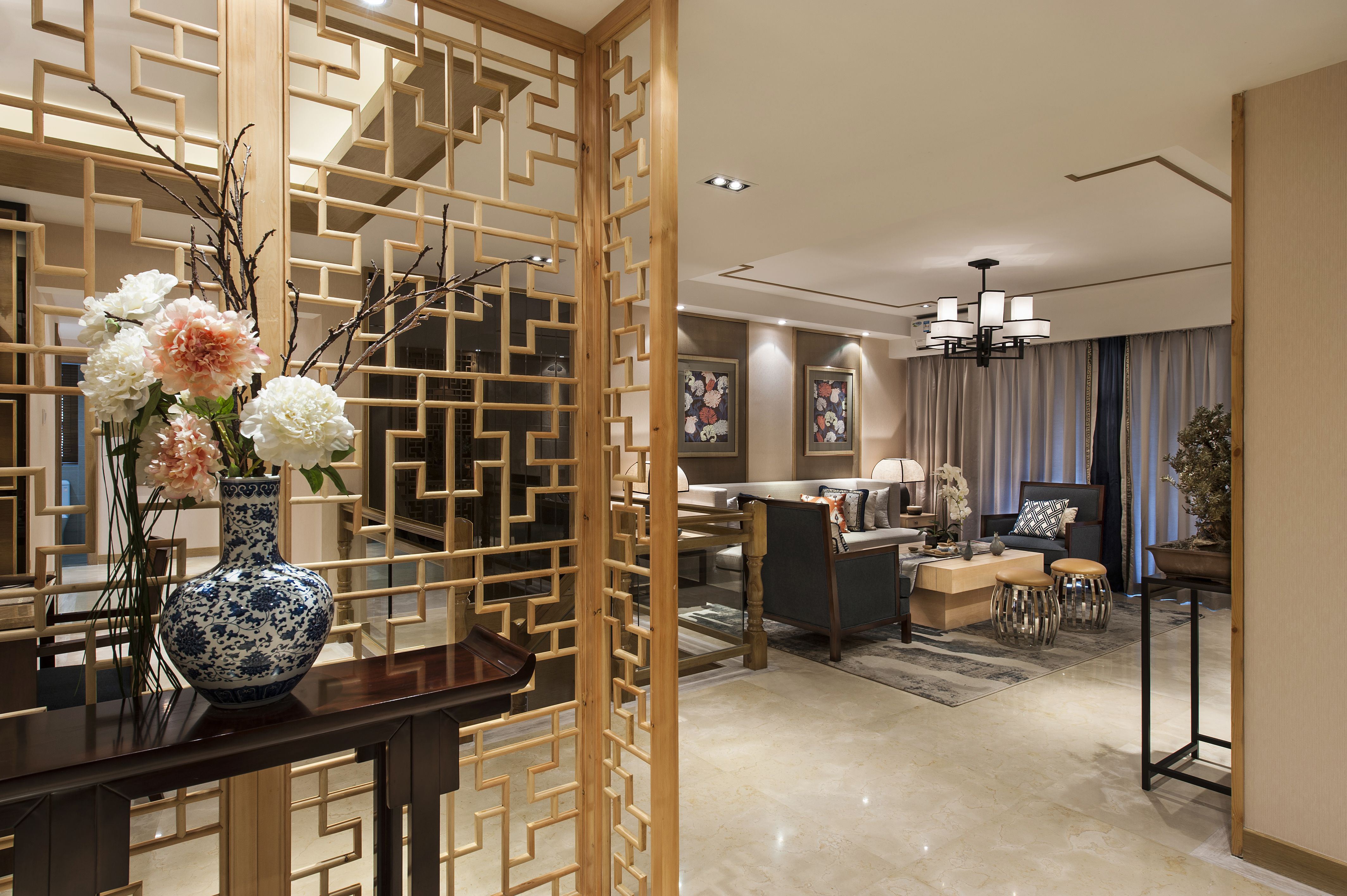 中式 四居 大户型 跃层 复式 80后 小资 客厅图片来自高度国际姚吉智在新中式生活美学 175平米大平层的分享