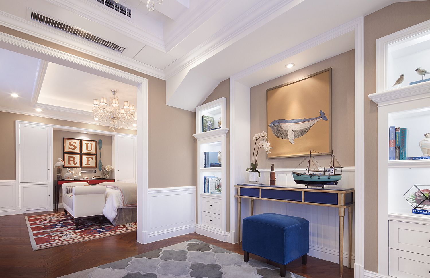 美式 现代 简约 大户型 复式 跃层 别墅 80后 小资 卧室图片来自高度国际姚吉智在210平米现代美式简约的优雅的分享