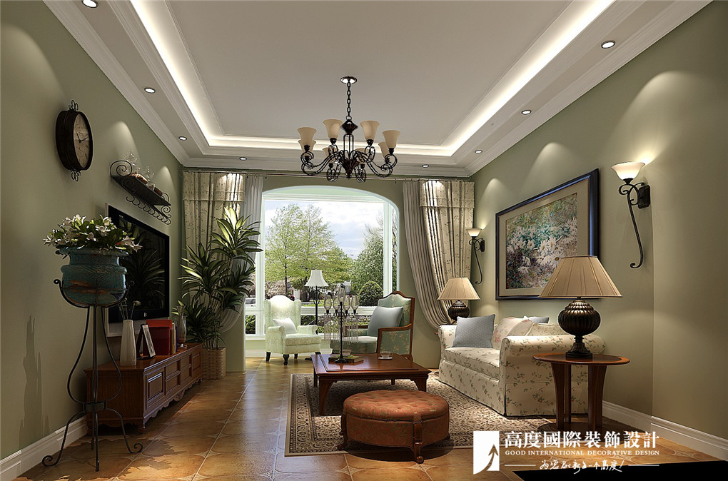 客厅图片来自北京高度国际在大运河孔雀城---美式恬静的分享