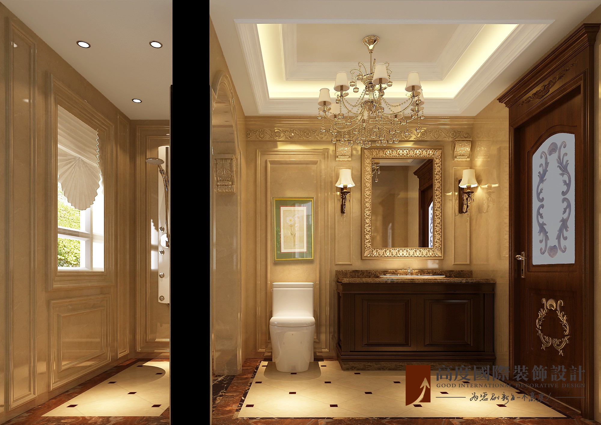 欧式 别墅 跃层 复式 大户型 80后 卫生间图片来自高度国际姚吉智在1000㎡自建别墅大理石铺就的奢华的分享