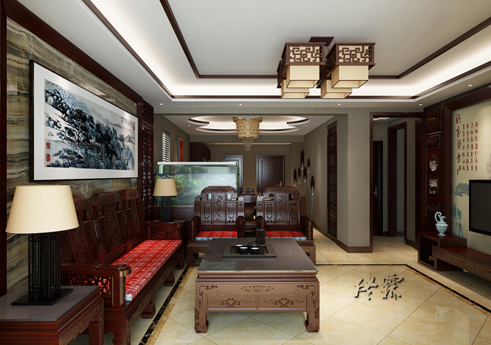 别墅 龙湖滟澜山 中式 客厅图片来自百家装饰LL在龙湖滟澜山的分享