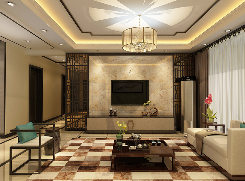 新中式 客厅图片来自大业美家 家居装饰在林荫大院 新中式三室效果图的分享