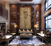 棕榈泉花园别墅项目装修新中式风格设计，上海腾龙别墅设计作品，