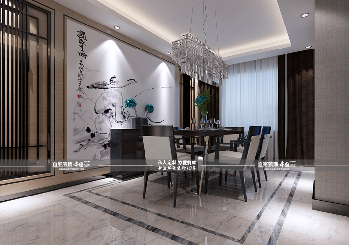 三居 现代中式 尚景新世界 餐厅图片来自百家设计小刘在尚景新世界129平现代中式半包7万的分享