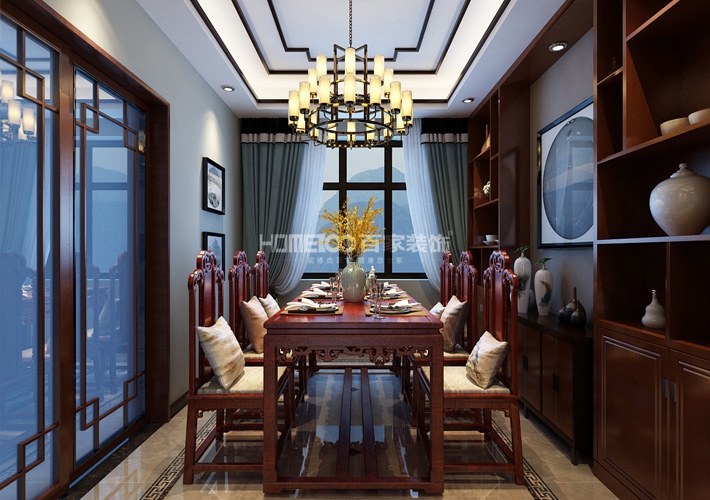 别墅 金地铂悦 中式 餐厅图片来自百家装饰LL在金地铂悦220平别墅设计的分享