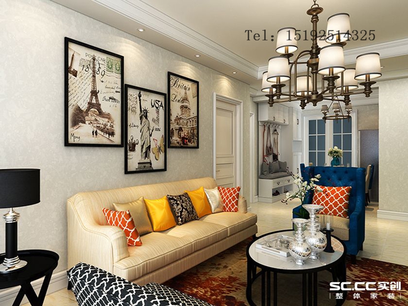 三居 远洋山庄 青岛 装修 美式 客厅图片来自快乐彩在远洋山庄120平美式三居室精装修的分享