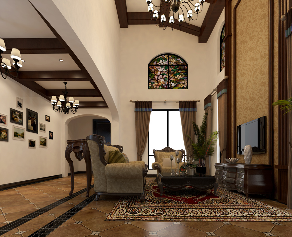 长泰西郊 别墅装修 美式风格 腾龙设计 客厅图片来自腾龙设计在长泰西郊350平别墅美式风格设计的分享