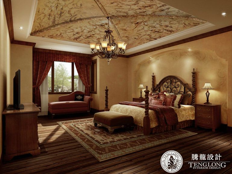 凯迪赫菲庄 装修设计 美式风格 腾龙设计 卧室图片来自腾龙设计在凯迪赫菲庄园别墅美式古典风格的分享