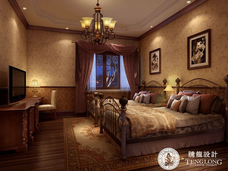 凯迪赫菲庄 装修设计 美式风格 腾龙设计 卧室图片来自腾龙设计在凯迪赫菲庄园别墅美式古典风格的分享