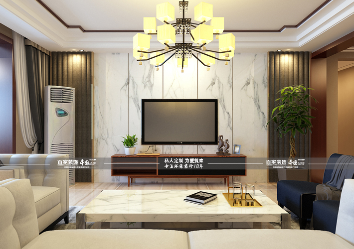 三居 金地悦峰 中式 客厅图片来自百家装饰LL在金地悦峰的分享