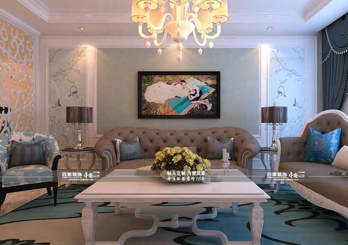 客厅图片来自沈阳百家装饰小姜在中海城130平简欧风格的分享