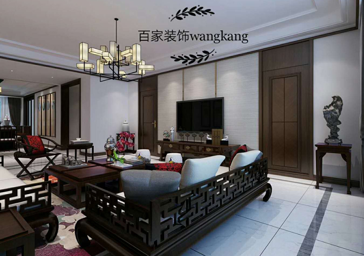 客厅图片来自沈阳百家装饰小姜在保利达江湾城138平新中式风格的分享