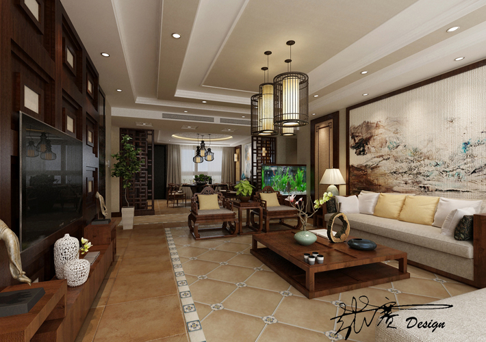 客厅图片来自沈阳百家装饰小姜在御景新世界242平新中式风格的分享