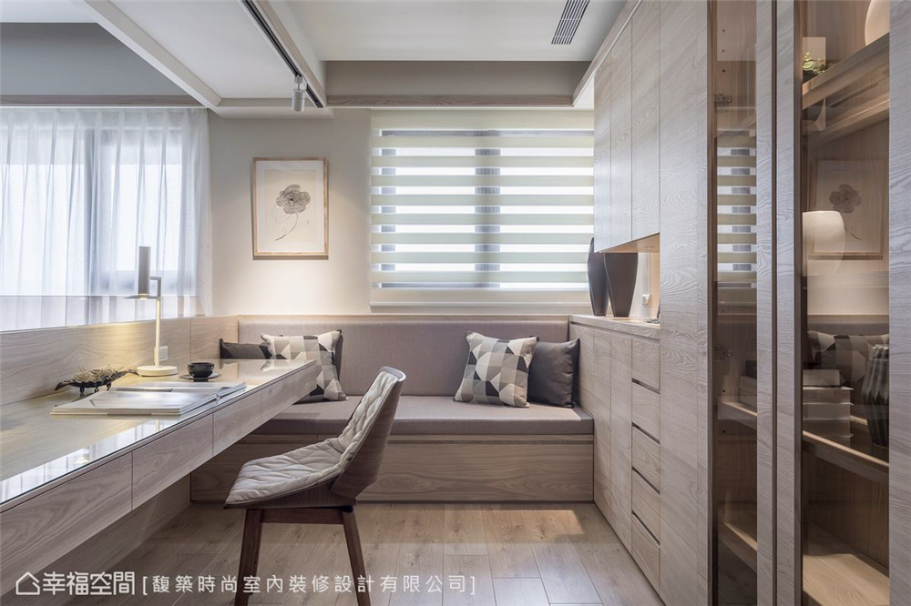 二居 现代风格 装修设计 白领 小资 书房图片来自幸福空间在85平，木石共构自然放松感！的分享