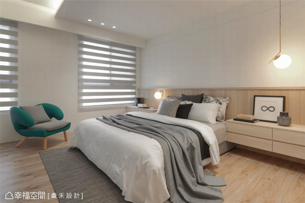 现代风格 装修设计 白领 卧室图片来自幸福空间在116平,清爽干净,现代北欧风！的分享