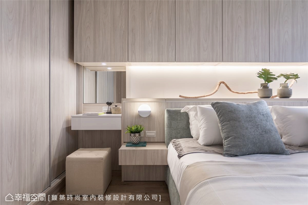 二居 现代风格 装修设计 白领 小资 卧室图片来自幸福空间在85平，木石共构自然放松感！的分享